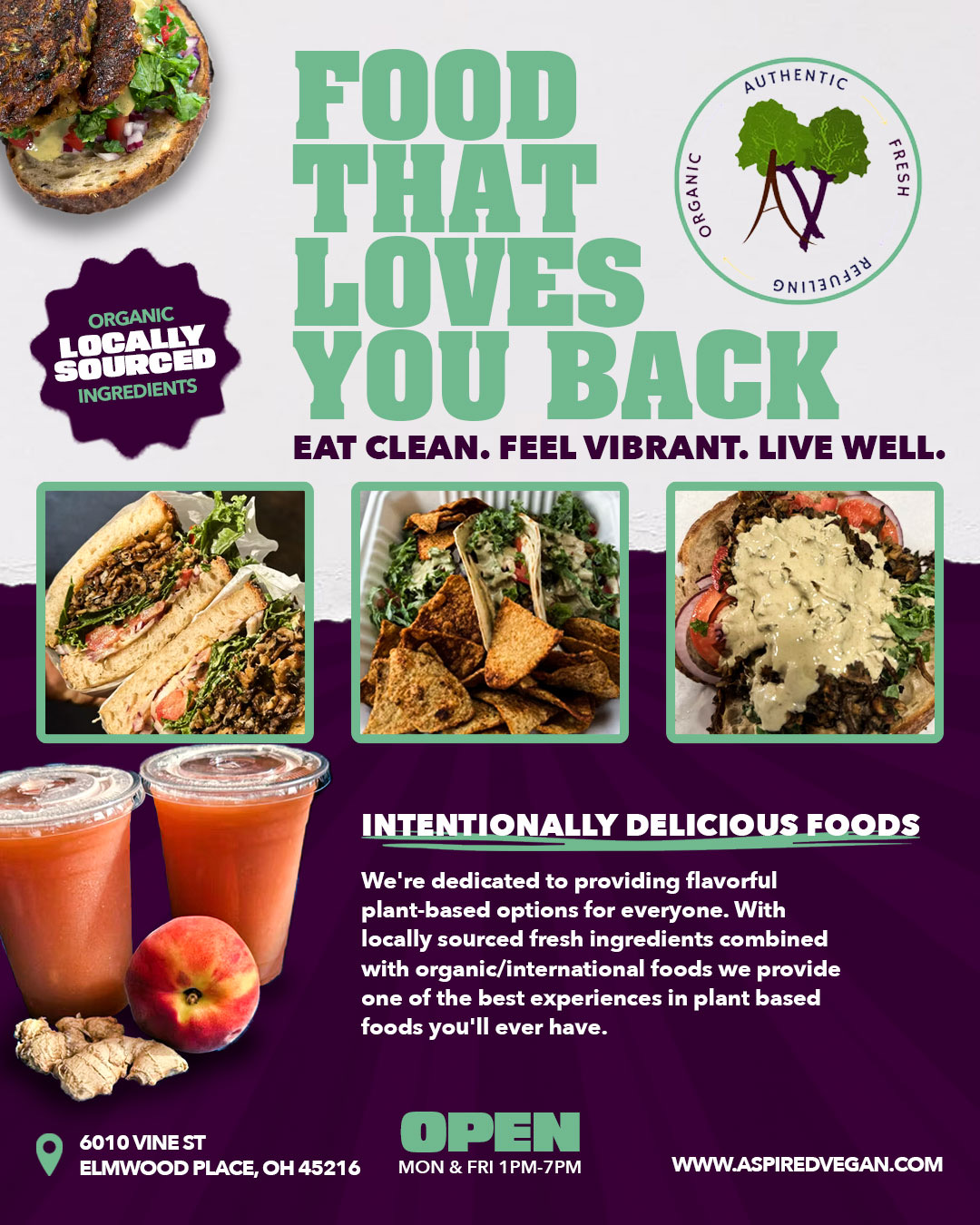 Aspired Vegan Food That Loves You Back Flyer